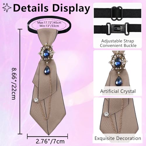GHTIYLP Adjustable Ties for Women Vintage Womens Tie with Crystal, Pre-Tied Neck Tie for Women Girls Party School Work Casual