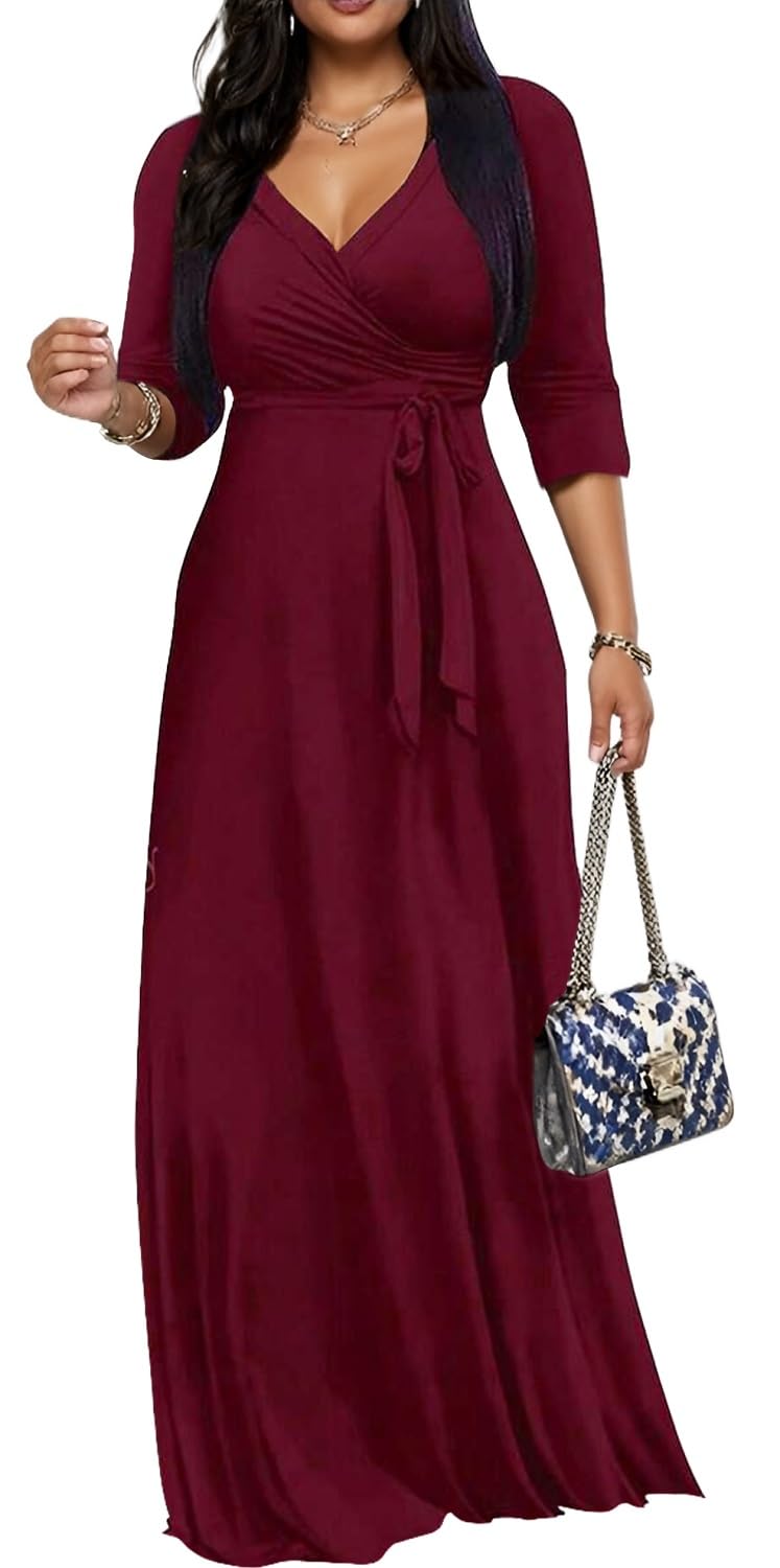 Maxi Dresses for Women Long Dress Casual V-Neck Loose Prom Dresses All Seasons