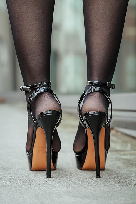 onlymakerheels Platform Stiletto High Heels for Women, Round Open Toe Ankle Strap Sexy Heeled Sandals for Wedding Party Dress