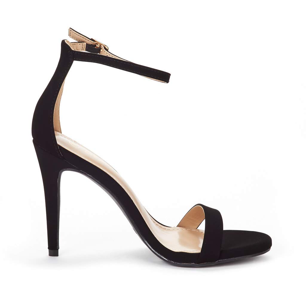 DREAM PAIRS Women's High Heels Flower Ankle Strap Stilettos Round Open Toe Dressy Sexy Sandals