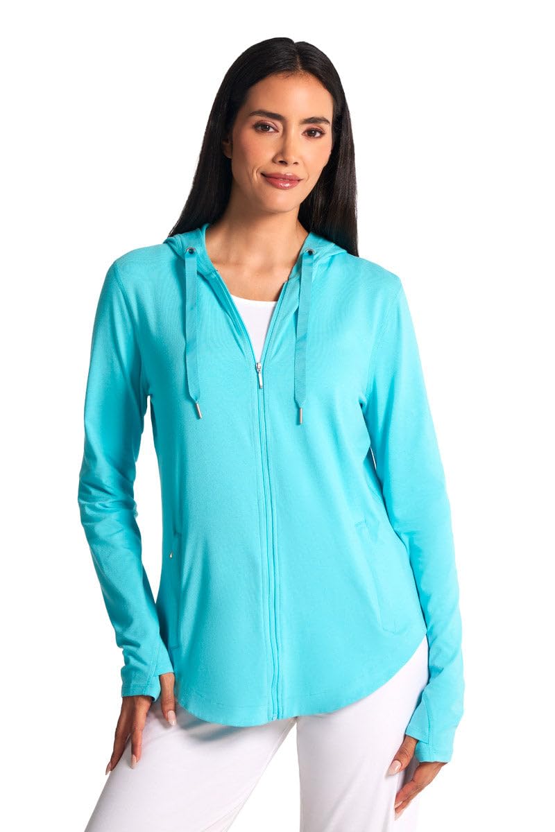 Coolibar Women's Zip-Up Hoodie - UPF 50+ Sun Protection - LumaLeo