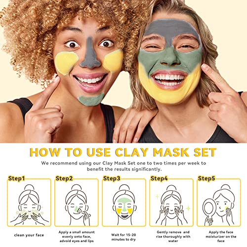 ANAI RUI 3Pcs Face Mask Set, Turmeric Clay Mask - Green Tea Face Mask - Dead Sea Minerals Mud Mask,Self Care Gifts for Women 2.5 oz each