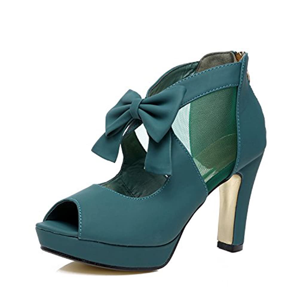 GATUXUS Open Toe Women Platform High Heel Shoes Bows Strappy Sandals