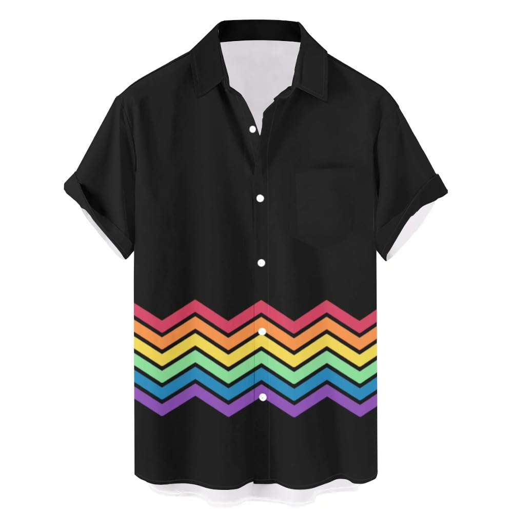 Men's Short Sleeve Button Down Bowling Shirts Hawaiian Casual Printed Summer Regular Fit Beach Aloha Shirt