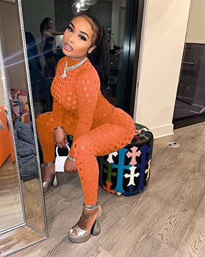 Hollow Out Orange Jumpsuit