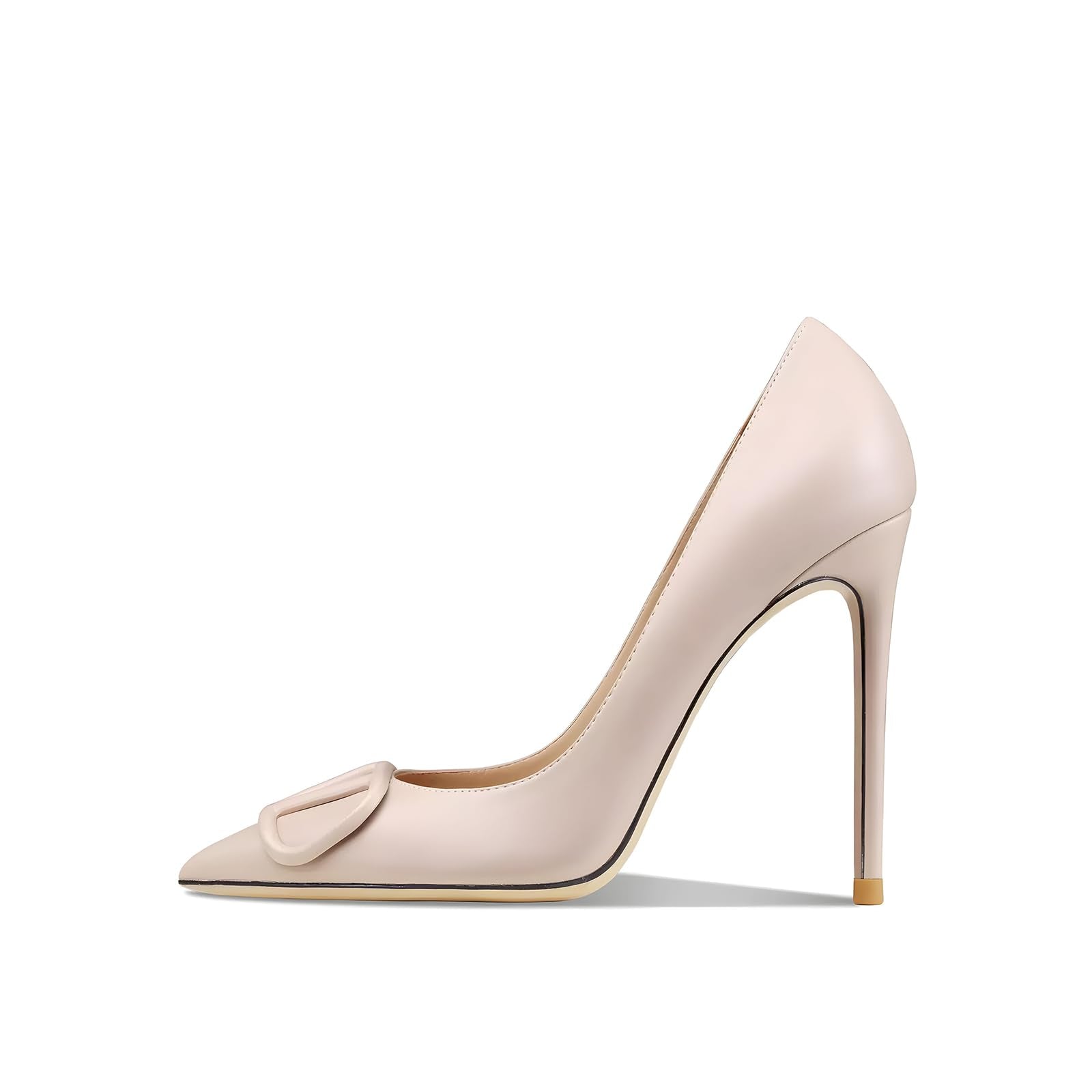 Qunvngutui Women's Pointed Toe Shallow Mouth Sexy Square Buckle Rhinestones 10cm Stiletto Heels Slip-on Wedding Party Banquet Big Size Shoes