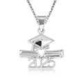 Claddagh Gold .925 Sterling Silver Class Of 2025-2026 Diploma Graduation Cap Pendant Necklace