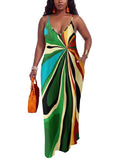 PerZeal Women's Summer Casual Maxi Dresses Sexy Floor Length V-Neck Spaghetti Strap Sleeveless Colorful Sundresses Plus Size