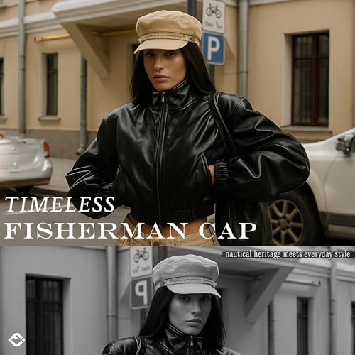 Funky Junque Newsboy Hat for Women – Trendy Greek Fisherman Cap, Classic Women's Baker Boy Newsies Hat, Ladies Fashion Caps