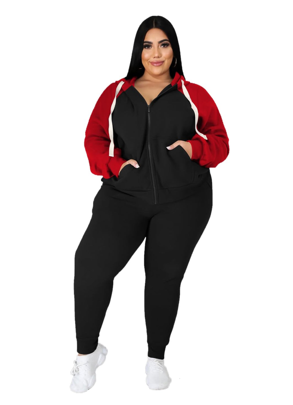 YeGine Womens Plus Size Two Piece Outfits Sweatsuits Casual Long Sleeve Set With Pockets
