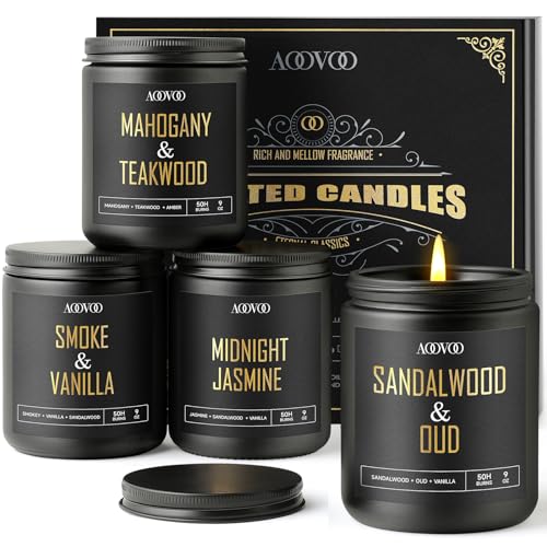 AOOVOO Scented Candles for Men - 4 Pack Candles for Home Scented, Soy Wax, Men Candle Set, Candle Set