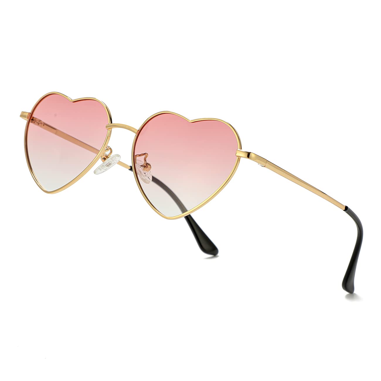 JOVAKIT Polarized Heart Sunglasses for Women Fashion Lovely Style Metal Frame UV400 Protection Lens