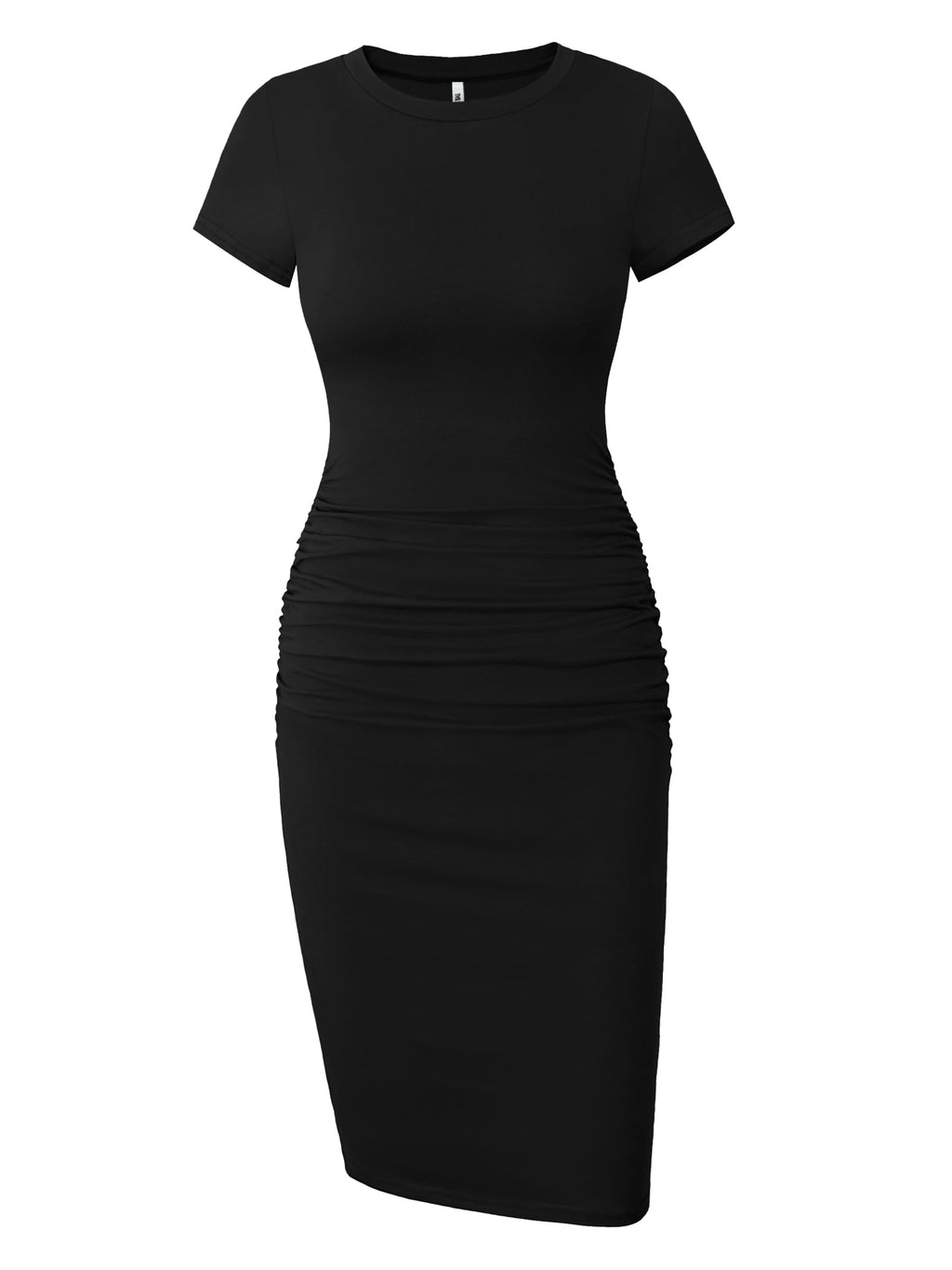 Missufe Women's Short Sleeve Ruched Casual Sundress Midi Bodycon T Shirt Dress