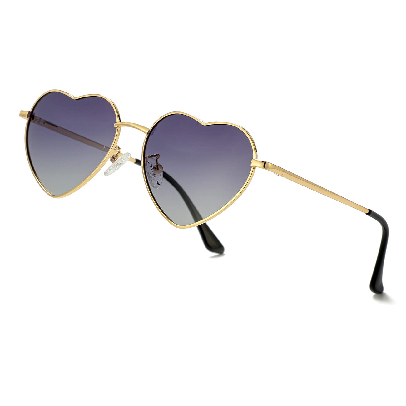 JOVAKIT Polarized Heart Sunglasses for Women Fashion Lovely Style Metal Frame UV400 Protection Lens