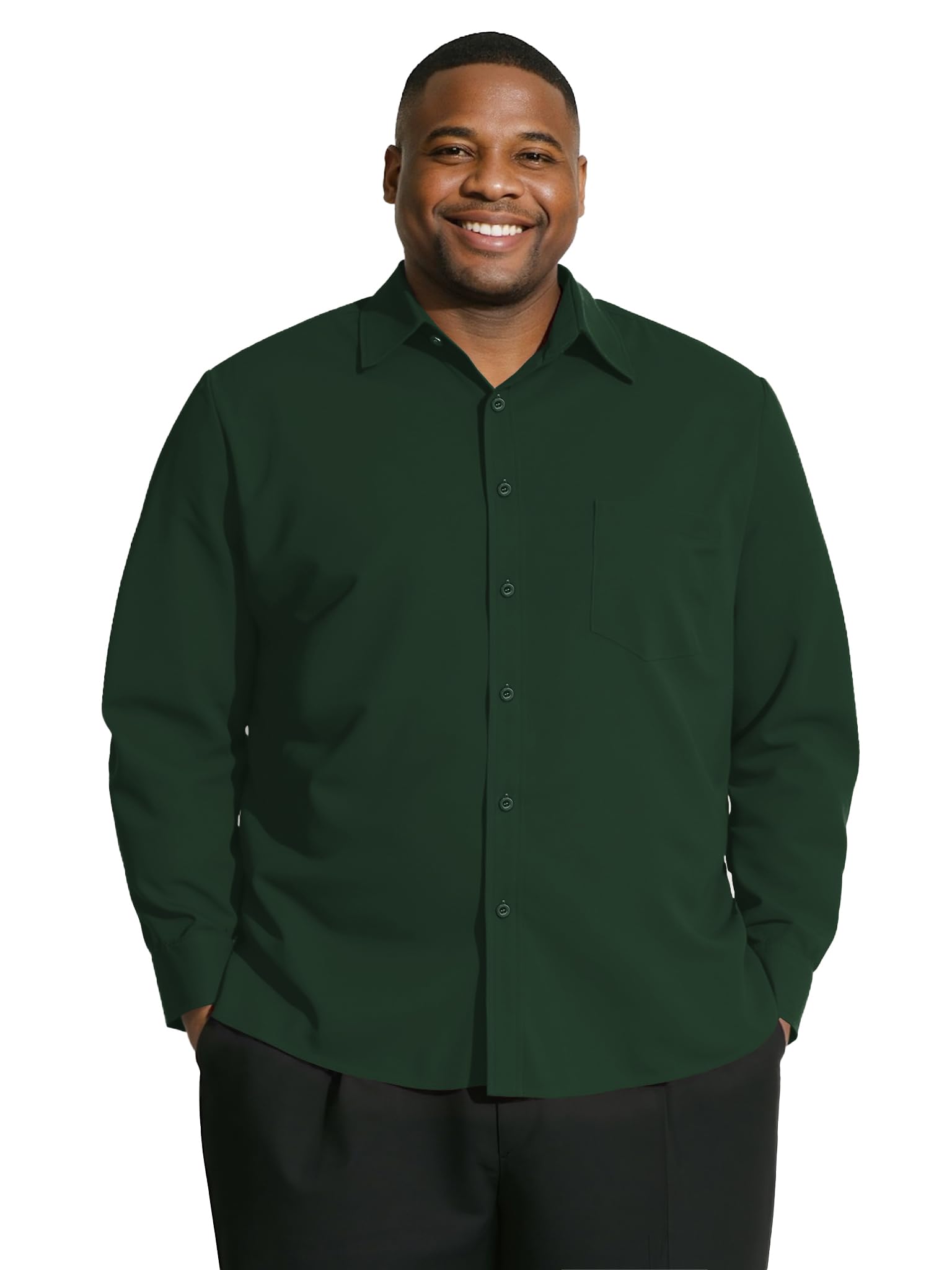 Yuyapu Big and Tall Shirts for Men, Long Sleeve Casual Dress Shirts Button Down with Pocket for Business,Travel,Daily Wear