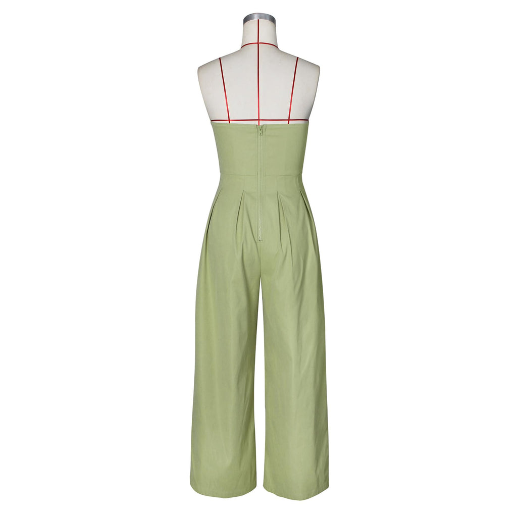 BOKITECAO Womens Cargo Jumpsuit Sexy Strapless One Piece Outfit Off Shoulder Top Ruched Wide Leg Rompers Overalls