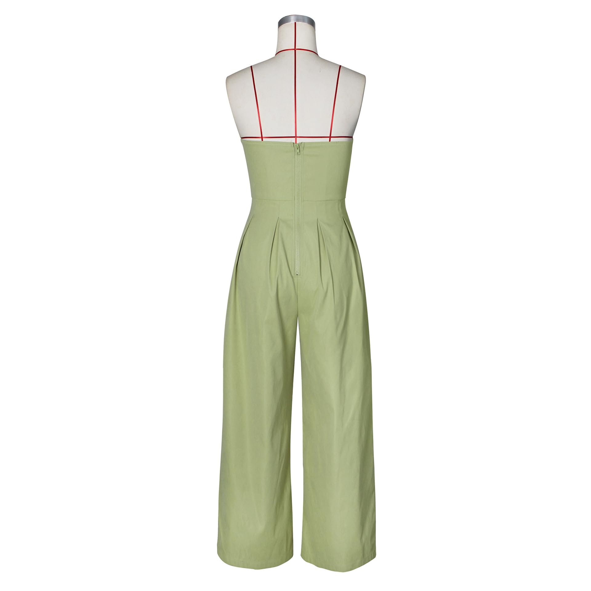 BOKITECAO Womens Cargo Jumpsuit Sexy Strapless One Piece Outfit Off Shoulder Top Ruched Wide Leg Rompers Overalls