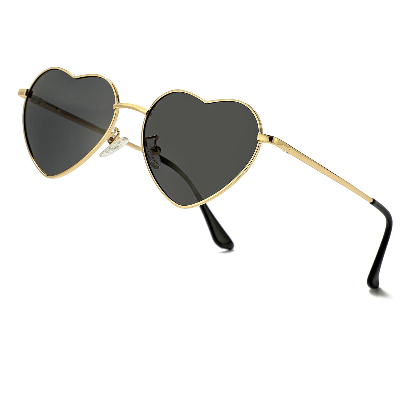 JOVAKIT Polarized Heart Sunglasses for Women Fashion Lovely Style Metal Frame UV400 Protection Lens