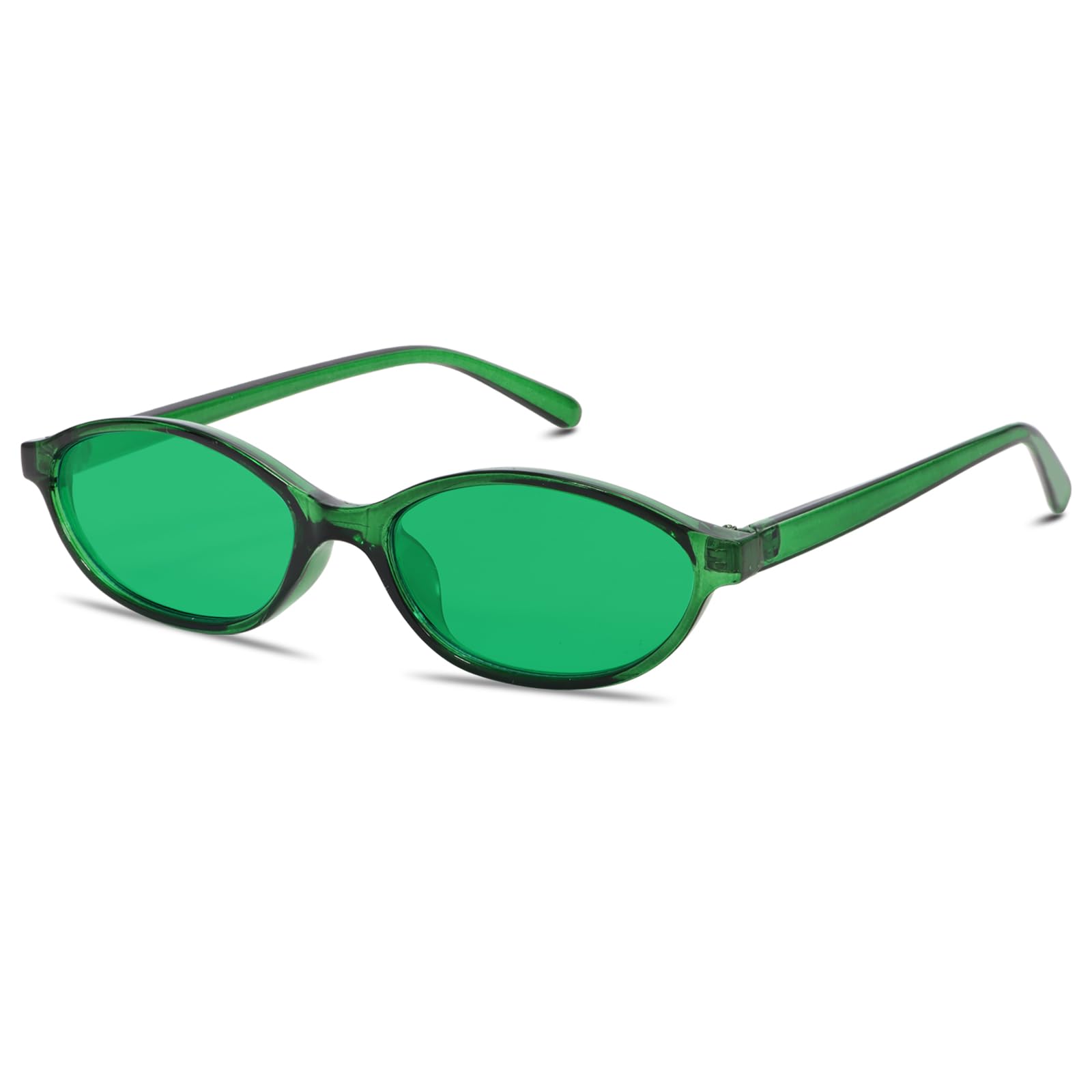 GUVIVI Retro Oval Sunglasses for Women Chic Cat Eye 90s Sunnies Lightweight Narrow Shades Trendy UV protection Sun Glasses
