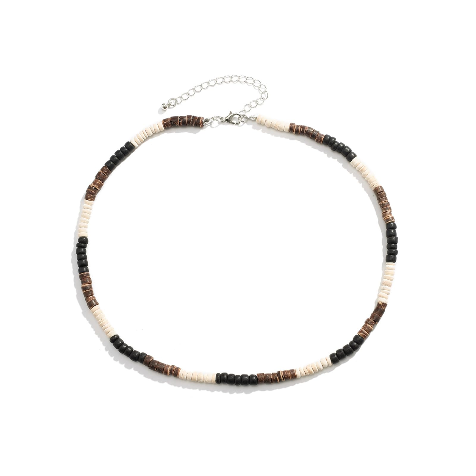 cotwdi Puka Shell Necklace Men Beaded Beach Necklaces for Men Surfer Necklace Black Brown Wood Beaded Jewelry Coconut Shell Conch Cowrie Seashell Necklaces Hawaiian Summer Beach Jewelry