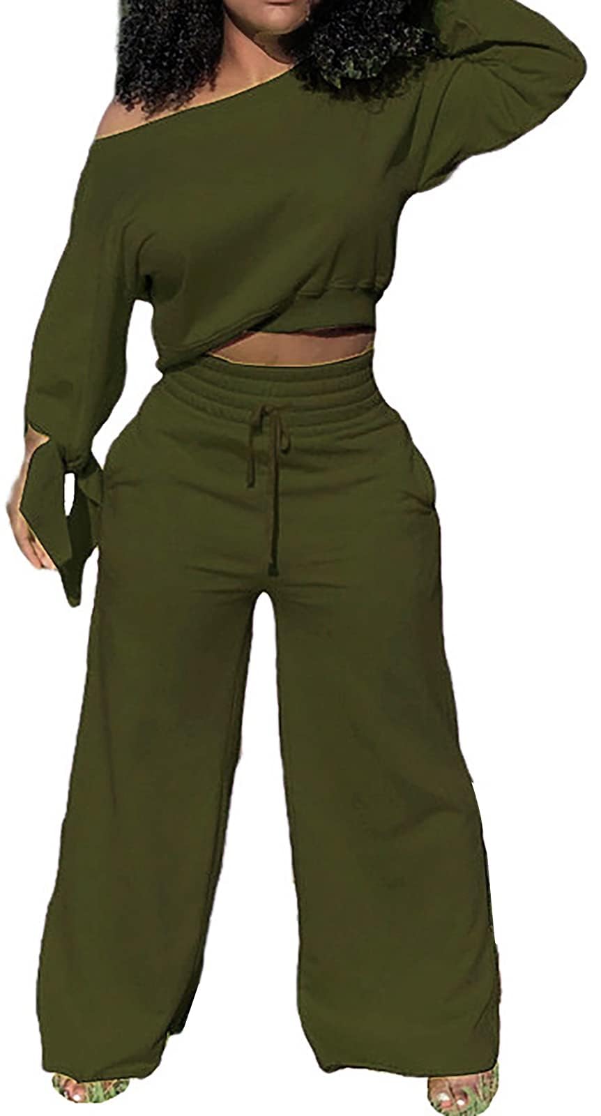 Yiershu Lounge Sets for Women 2026 Sweatsuits 2 Piece Outfit Tracksuit Matching Set Wide Leg Sweatpant