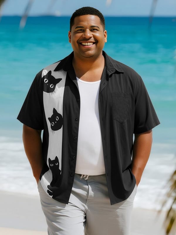 Yuyapu Button Down Shirt Men Causal Big and Tall Shirts for Men Short Sleeve Button up Summer Beach Work Shirts Plus Size