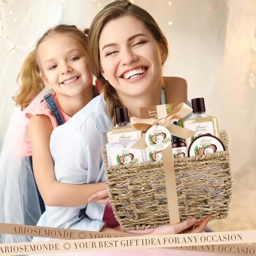 Bath Spa Gift Basket Set for Women, Enchanted Orchid Scent, Home Spa Gift Box with Shower Gel, Bubble Bath, Body Lotion, Body Scrub, Bath Bomb, Bath Salt, Bath & Body Gift Set