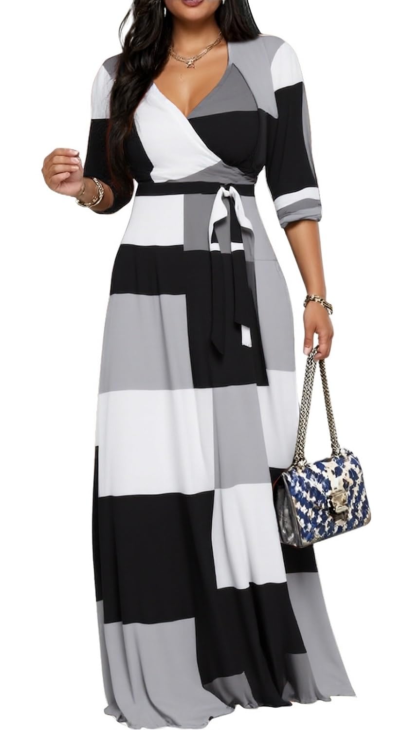 Maxi Dresses for Women Long Dress Casual V-Neck Loose Prom Dresses All Seasons