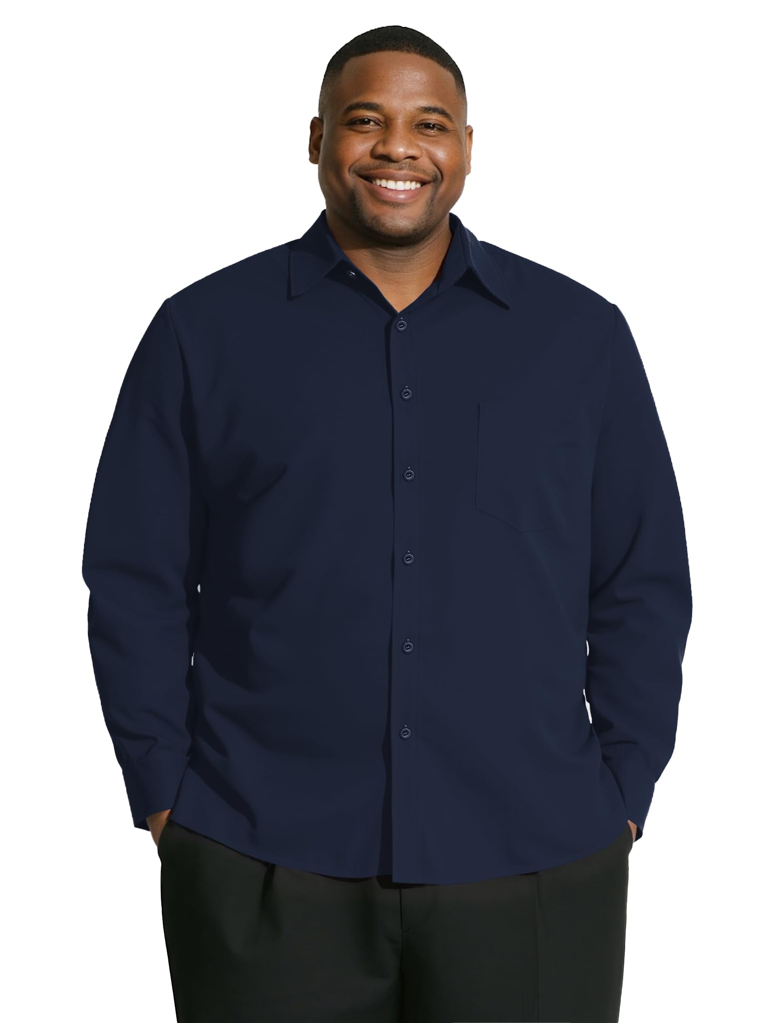 Yuyapu Big and Tall Shirts for Men, Long Sleeve Casual Dress Shirts Button Down with Pocket for Business,Travel,Daily Wear
