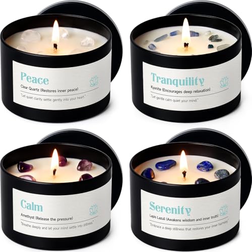AOOVOO Crystal Candles Set for Women - 4 Pack 26 oz Soy Wax Candles for Home Scented, 200 Hour Long Lasting Candle