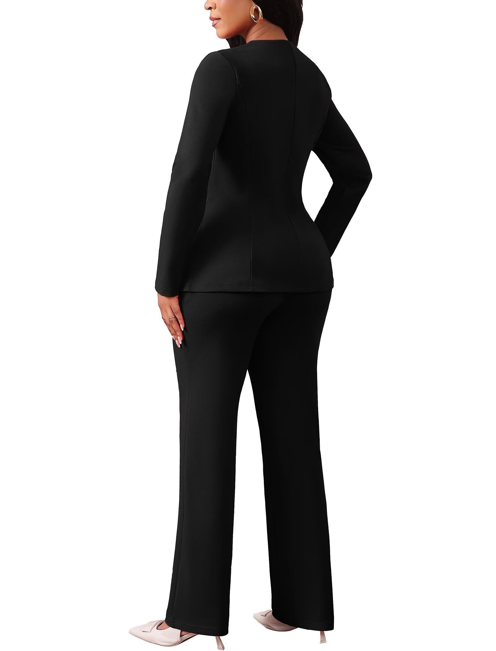Mintsnow Pant Suits for Women Dressy Long Sleeve Blazer Jackets and High Waisted Wide Leg Pants Sets 2 Piece Work Outfit 2026