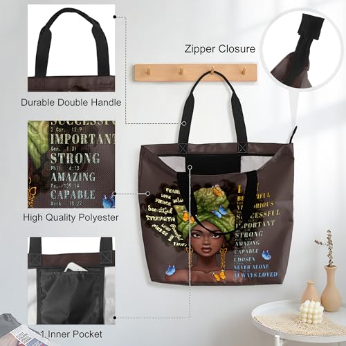 Foinior African American Black Women Tote Bag Black Girl Magic Shoulder Handbag For Work Travel Beach Shopping