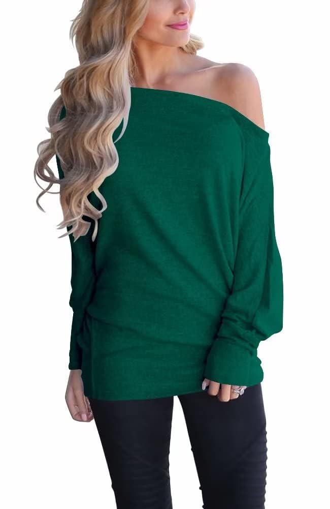 Lacozy Women's Off Shoulder Long Sleeve Oversized Pullover Sweater Knit Jumper Loose Tunic Tops