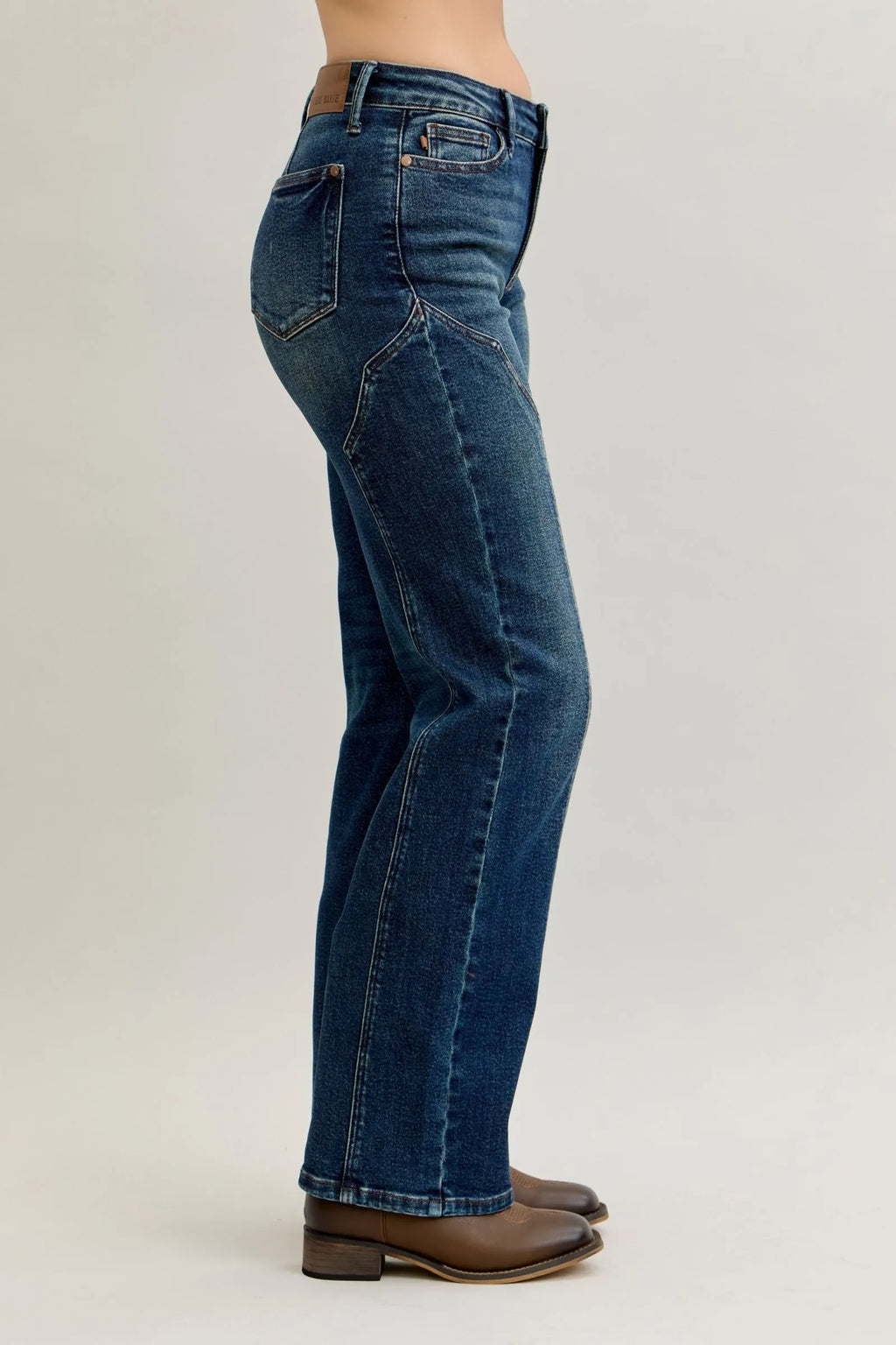 Judy Blue Plus Size Seam Detail Straight Leg Jeans With High Rise Stretch Comfort For Curvy Women