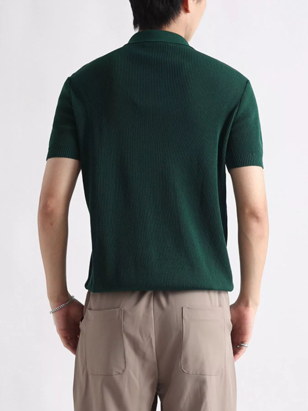 Men's Plus Size Ribbed Knit Slim Fit Polo