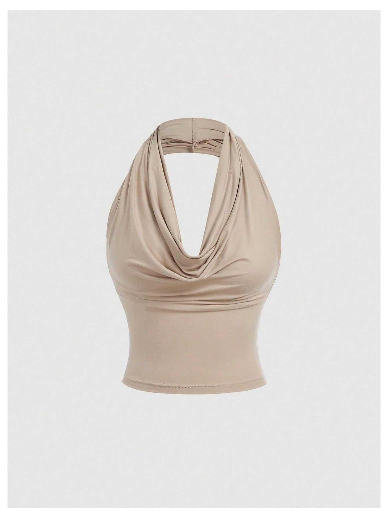 SweatyRocks Women's Plus Size Off The Shoulder Tops Casual Ruched Fitted Going Out Halter Top