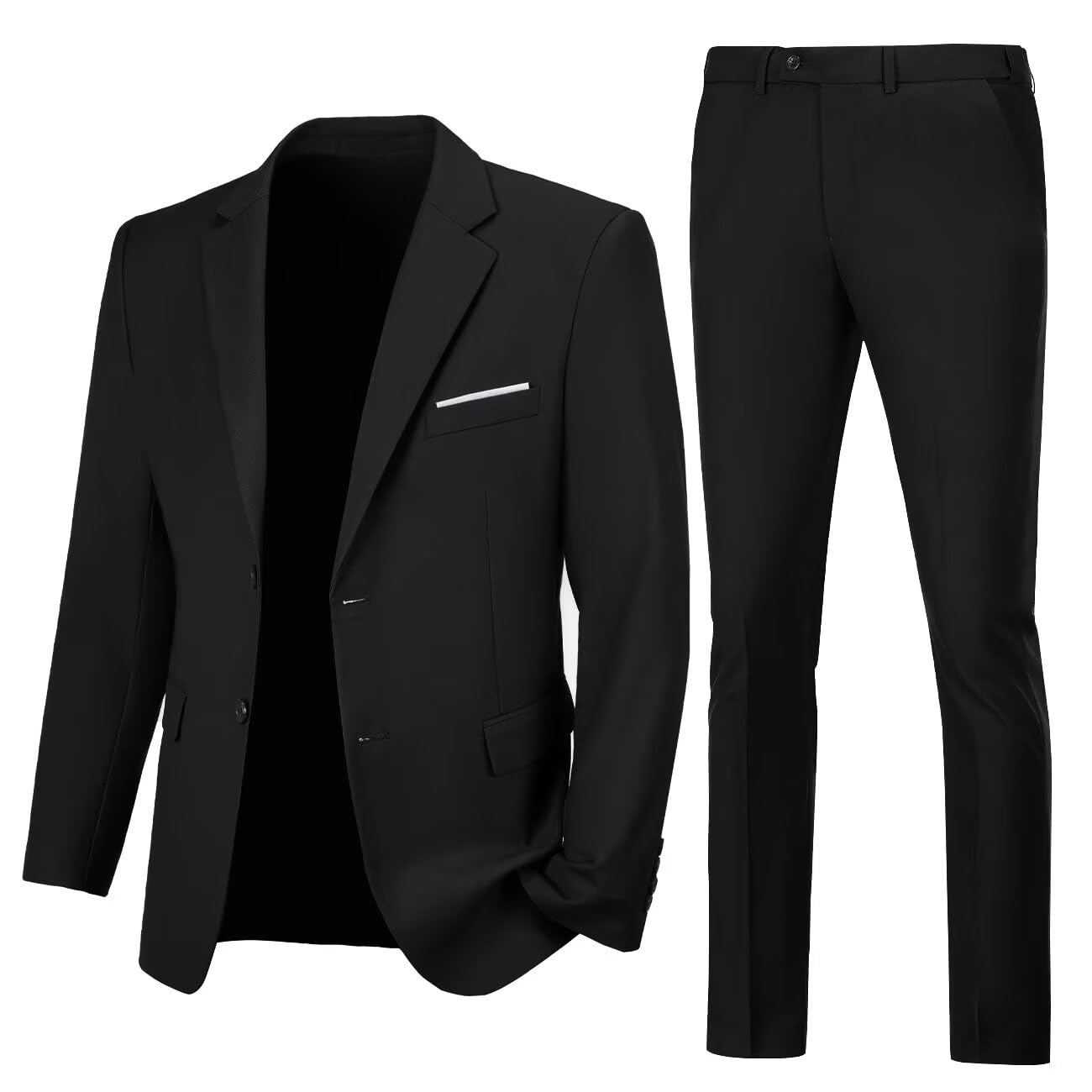 Lynerun Mens 2 Piece Slim Fit Suit Two Button Formal Solid Suit Jacket Pants Set Wedding Work Prom Tuxedo Men