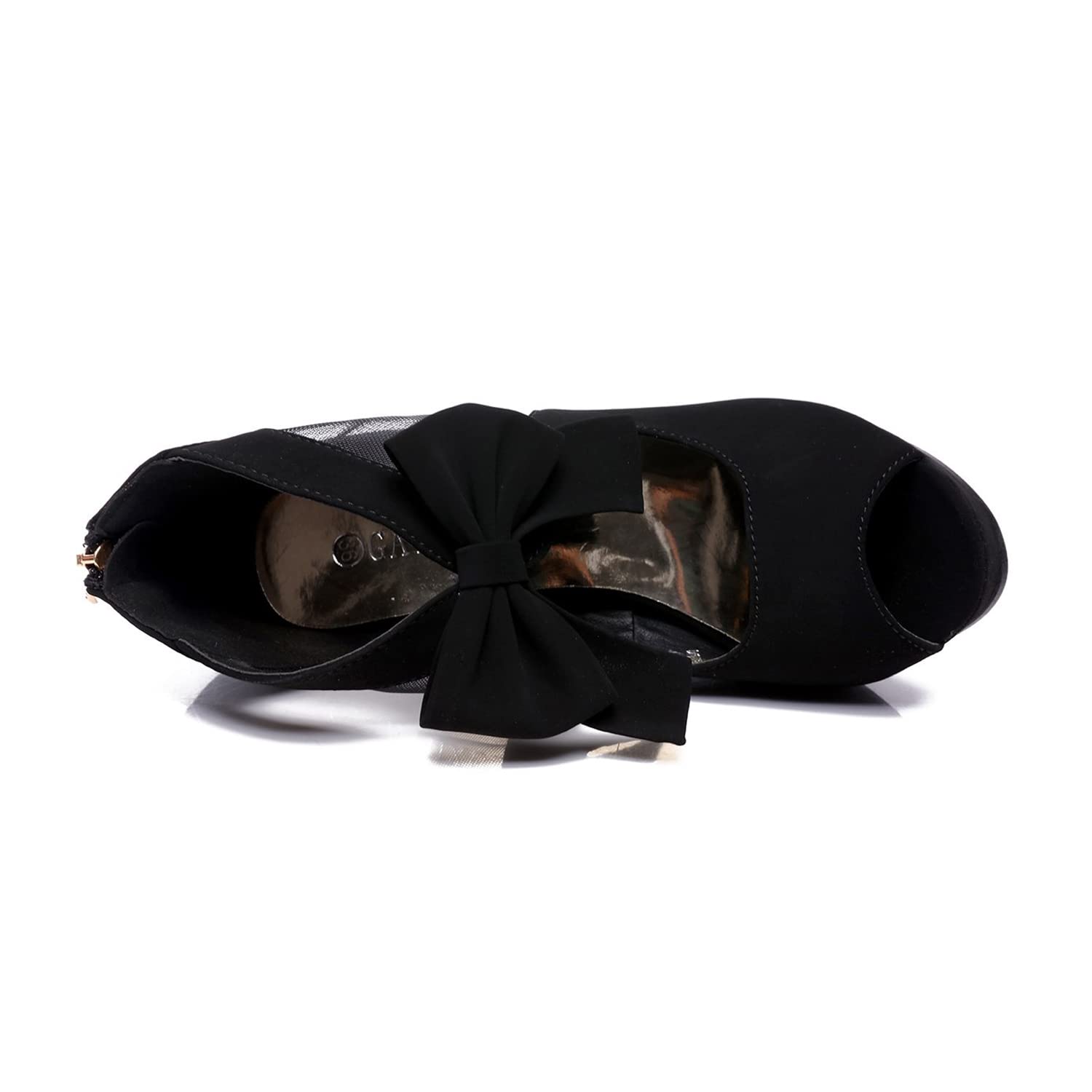 GATUXUS Open Toe Women Platform High Heel Shoes Bows Strappy Sandals