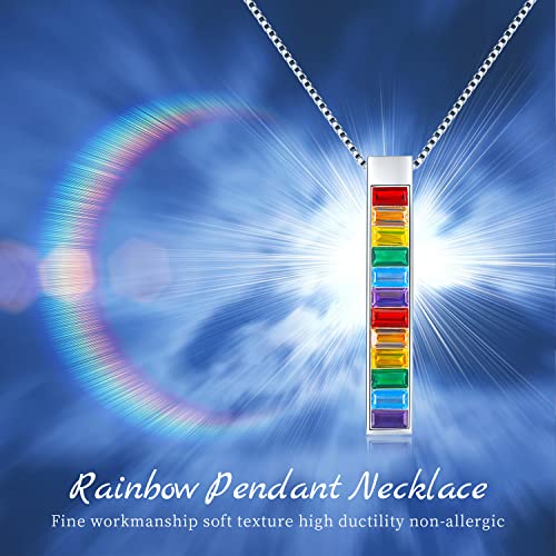 KoyeKei Pride Necklace Gifts for Women Men 925 Sterling Silver Rainbow Pride Pendant LGBT Gay Necklace Jewelry Gifts for Lesbian