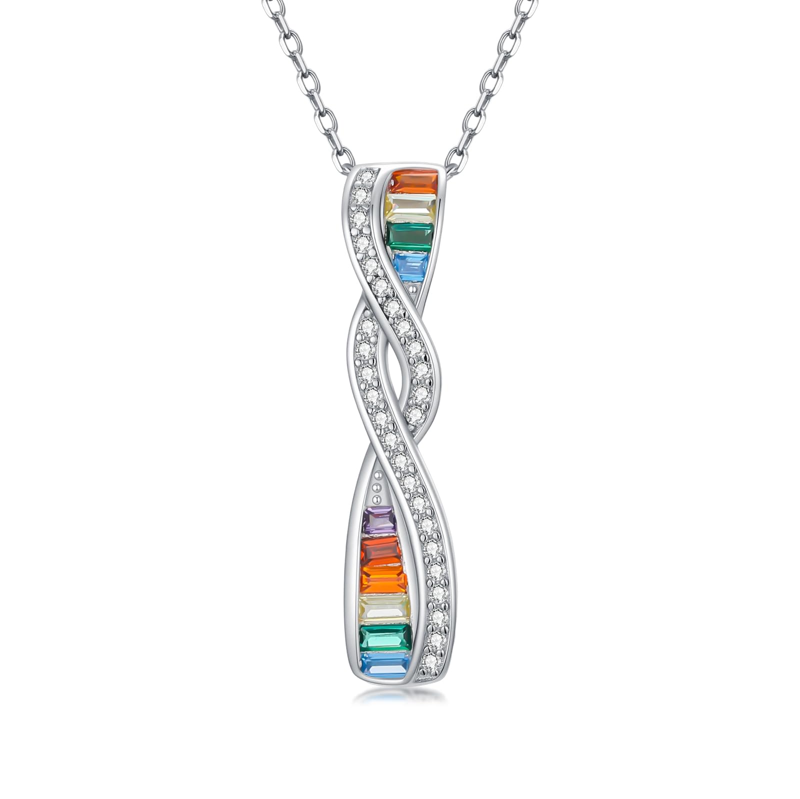 KoyeKei Pride Necklace Gifts for Women Men 925 Sterling Silver Rainbow Pride Pendant LGBT Gay Necklace Jewelry Gifts for Lesbian