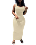 PINSV Women's Sexy Bodycon Tank Dress Basic Sleeveless Long Maxi Dresses Party Club Beach Sundresses