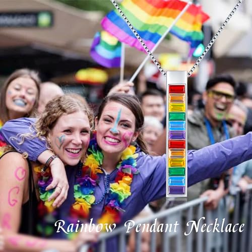 KoyeKei Pride Necklace Gifts for Women Men 925 Sterling Silver Rainbow Pride Pendant LGBT Gay Necklace Jewelry Gifts for Lesbian
