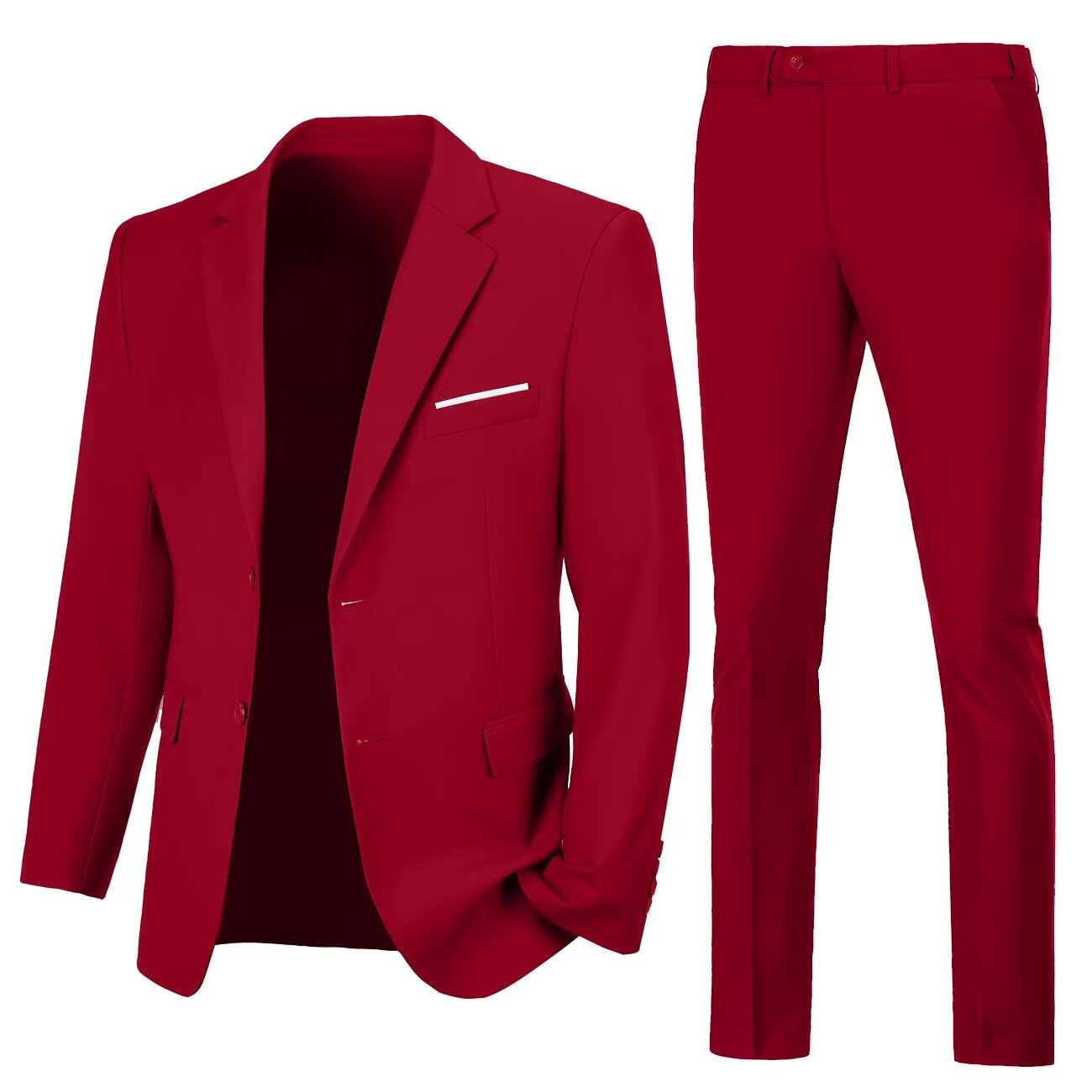 Lynerun Mens 2 Piece Slim Fit Suit Two Button Formal Solid Suit Jacket Pants Set Wedding Work Prom Tuxedo Men