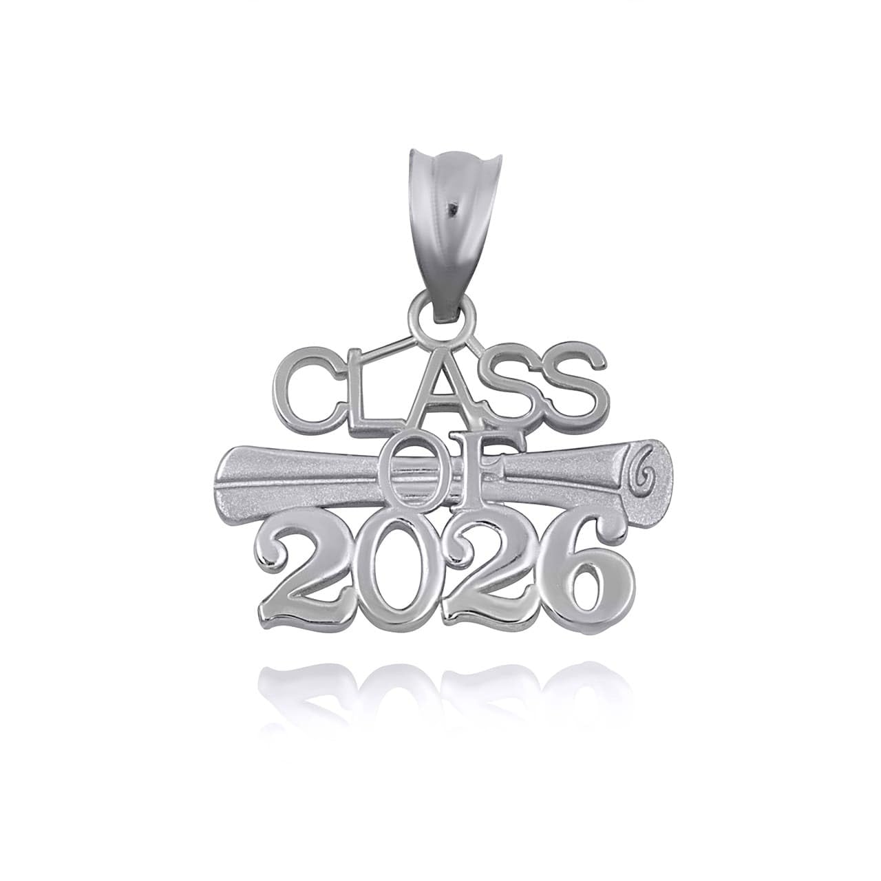 Claddagh Gold 925 Sterling Silver Diploma Charm Class of 2026 Graduation Pendant Necklace with Rolo Chain and Pendant only