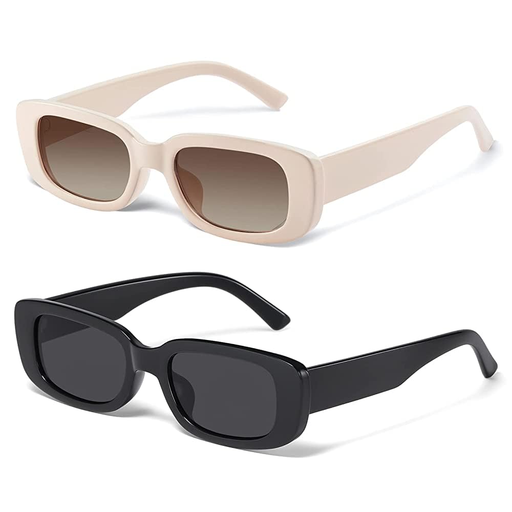 JASPIN Rectangle Sunglasses for Women Men Trendy Y2k Retro 90s Sun Glasses UV Protection Cool Square Frame