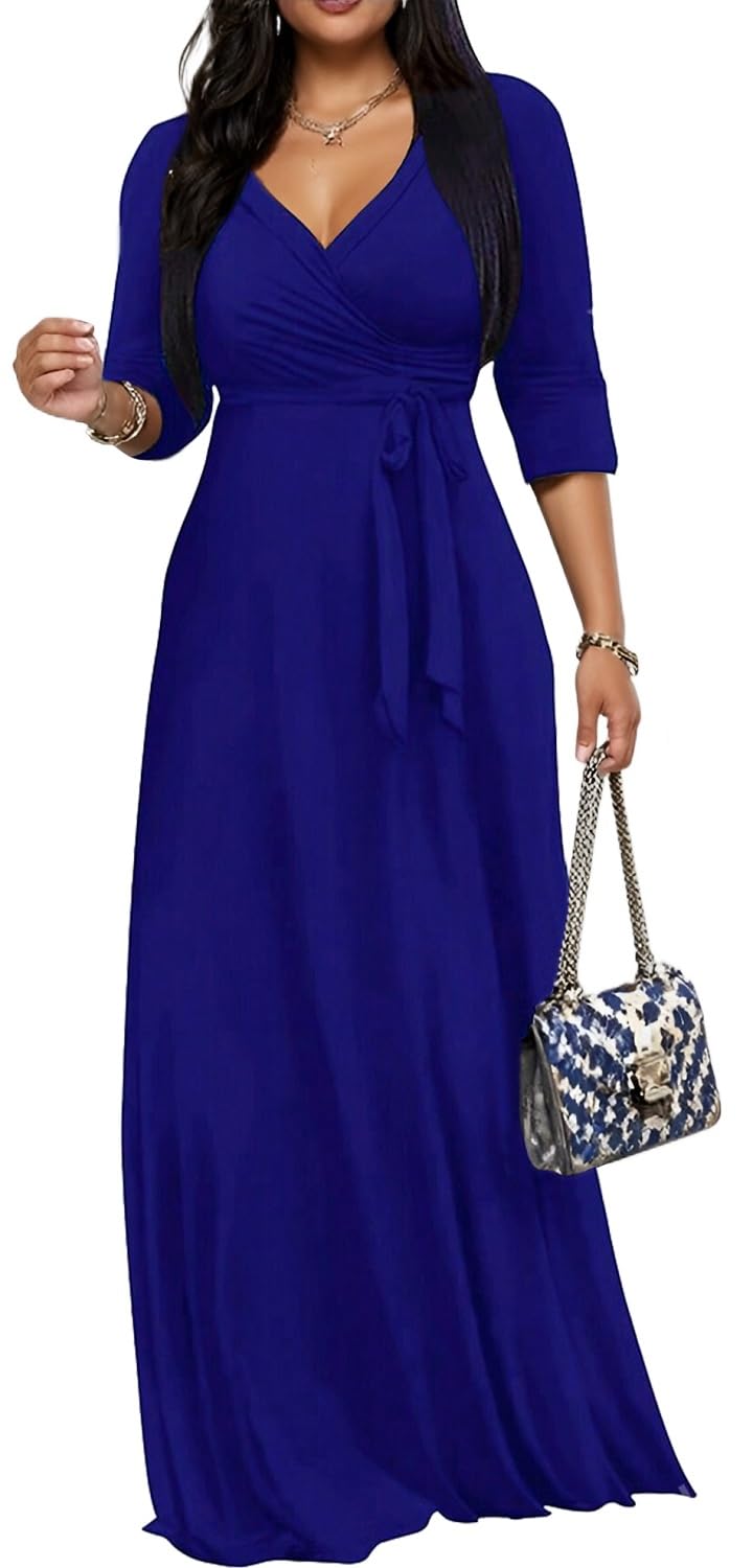 Maxi Dresses for Women Long Dress Casual V-Neck Loose Prom Dresses All Seasons