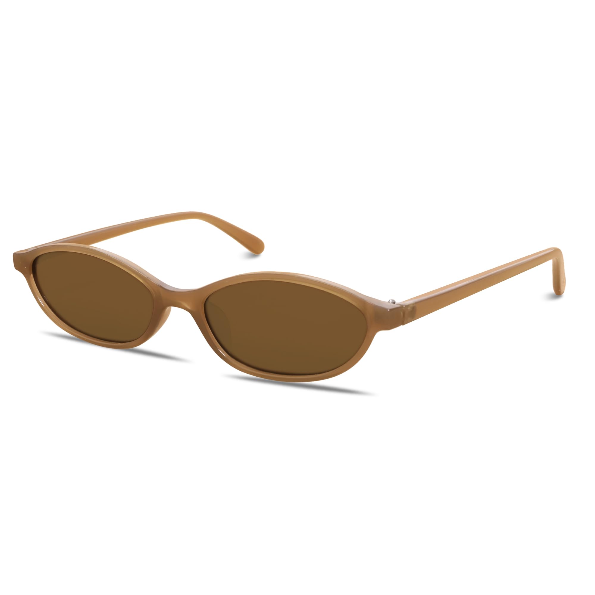 GUVIVI Retro Oval Sunglasses for Women Chic Cat Eye 90s Sunnies Lightweight Narrow Shades Trendy UV protection Sun Glasses