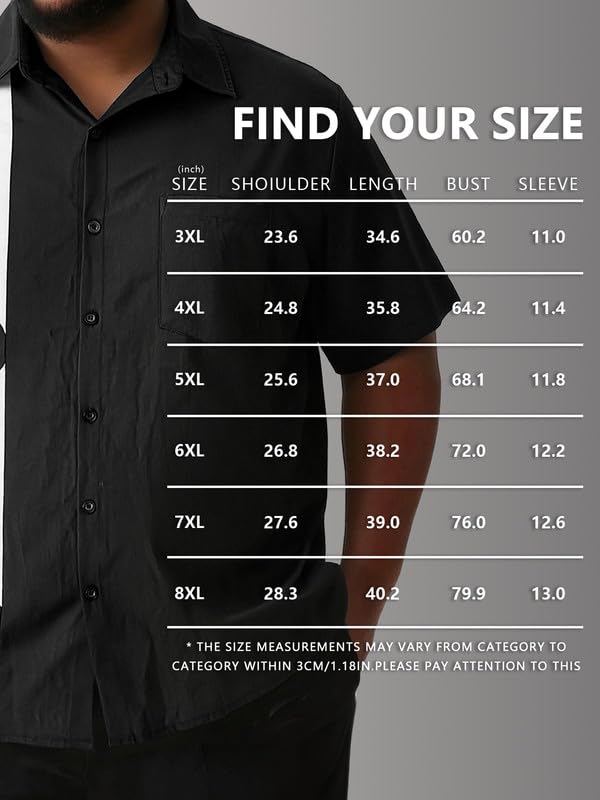 Yuyapu Button Down Shirt Men Causal Big and Tall Shirts for Men Short Sleeve Button up Summer Beach Work Shirts Plus Size