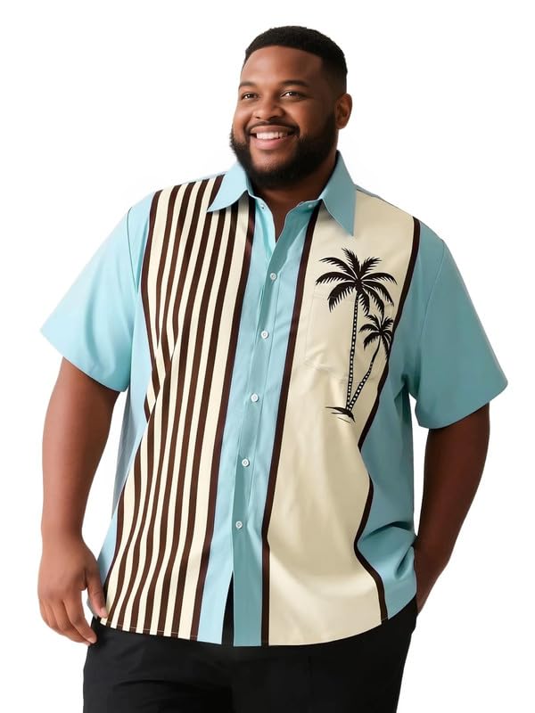 Yuyapu Button Down Shirt Men Causal Big and Tall Shirts for Men Short Sleeve Button up Summer Beach Work Shirts Plus Size