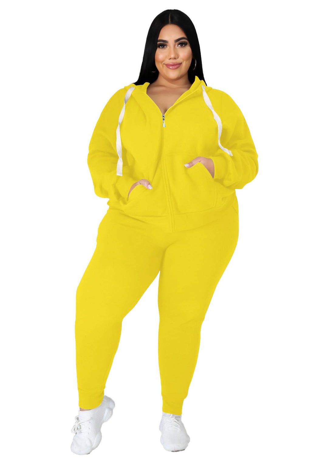 YeGine Womens Plus Size Two Piece Outfits Sweatsuits Casual Long Sleeve Set With Pockets